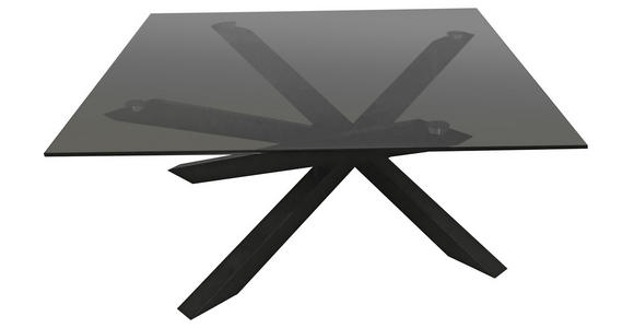 COUCHTISCH Rauchglas 90/90/38 cm quadratisch Grau, Schwarz  - Schwarz/Grau, Design, Glas/Metall (90/90/38cm) - Carryhome