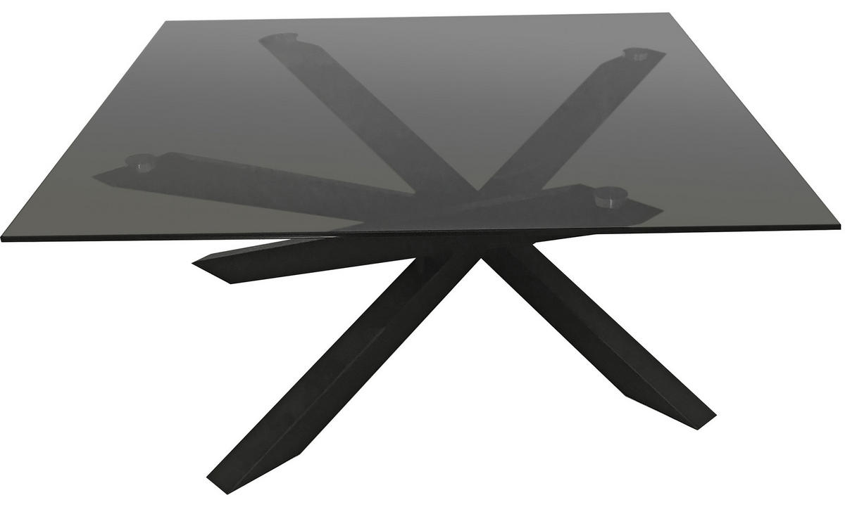 COUCHTISCH Rauchglas 90/90/38 cm quadratisch Grau, Schwarz  - Schwarz/Grau, Design, Glas/Metall (90/90/38cm) - Carryhome