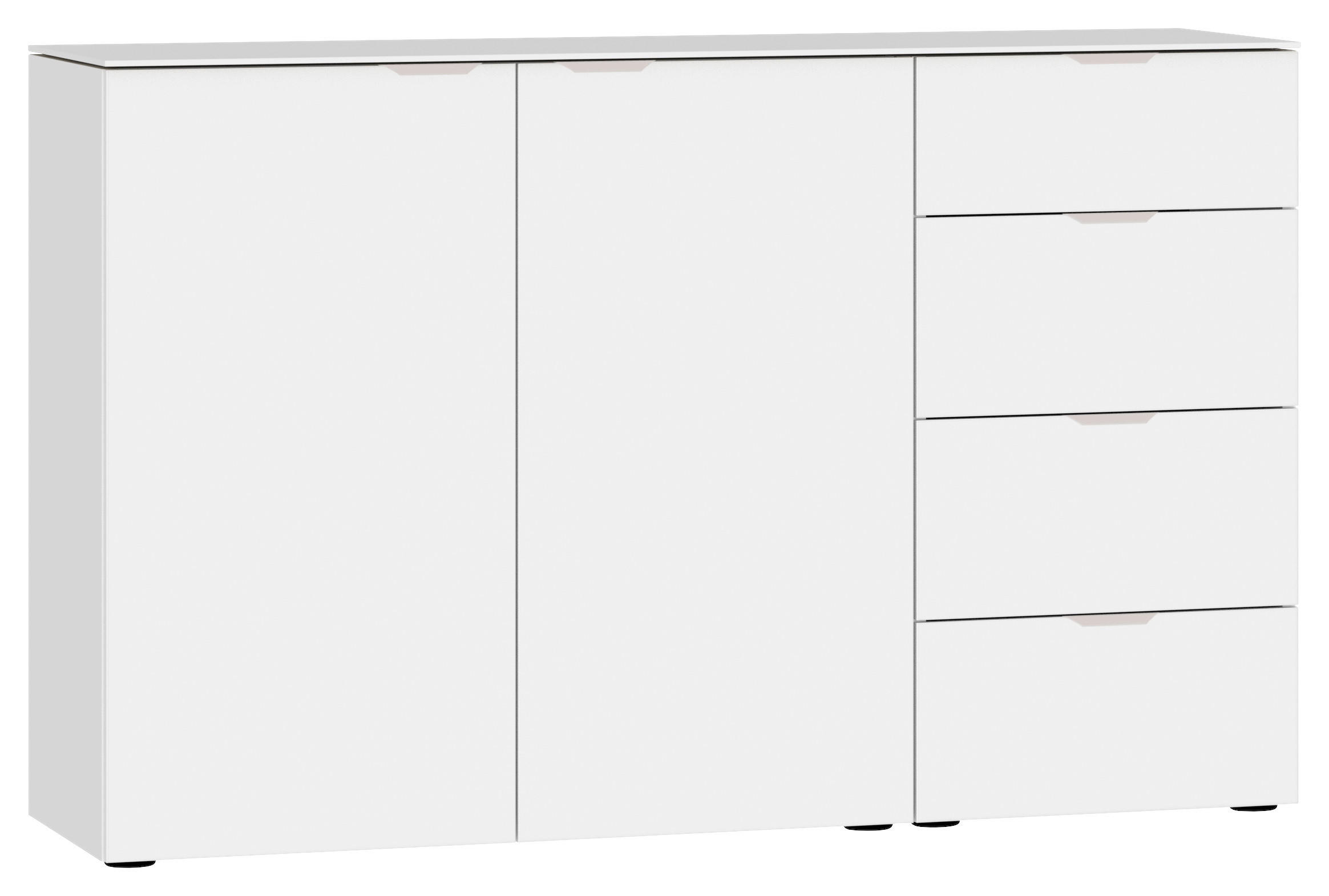 SIDEBOARD  135/87/43 cm 4 Schublade(n)  - Edelstahlfarben/Schwarz, Design, Glas/Holzwerkstoff (135/87/43cm) - Jutzler