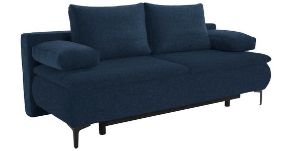 BOXSPRINGSOFA Flachgewebe Dunkelblau - Dunkelblau, KONVENTIONELL, Textil/Metall (204/93/100cm) - Novel