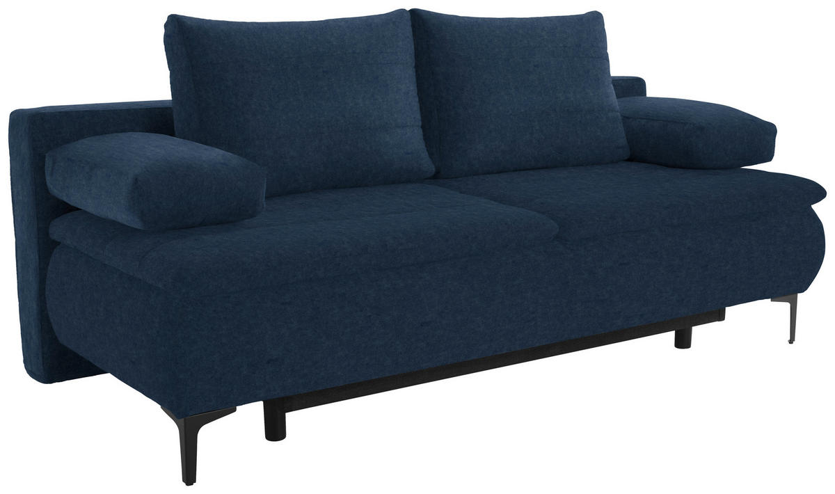 BOXSPRINGSOFA in Flachgewebe Dunkelblau  - Dunkelblau, Konventionell, Textil/Metall (204/93/100cm) - Novel