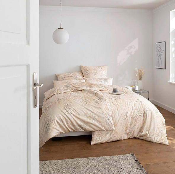 POSTELJNINA Exquisit 140/200 cm saten peščene barve  - peščene barve, Basics, tekstil (140/200cm) - Estella