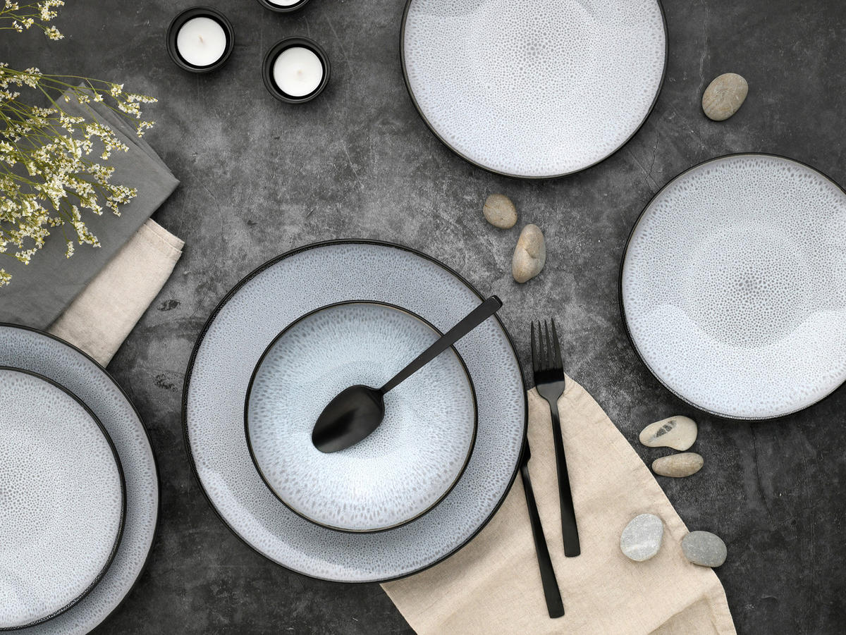 TAFELSERVICE Malmö 18-teilig  - Grauweiß/Schwarz, Basics, Keramik - Creatable