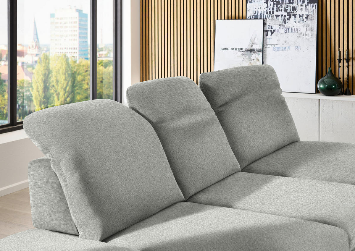 ECKSOFA Chenille Silberfarben  - Silberfarben/Schwarz, Design, Textil/Metall (288/198cm) - Beldomo Style