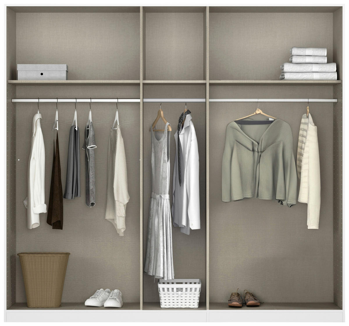 DREHTÜRENSCHRANK 226/210/54 cm,  in Weiß, 5-türig  - Schwarz/Weiß, KONVENTIONELL, Holzwerkstoff/Kunststoff (226/210/54cm) - home24