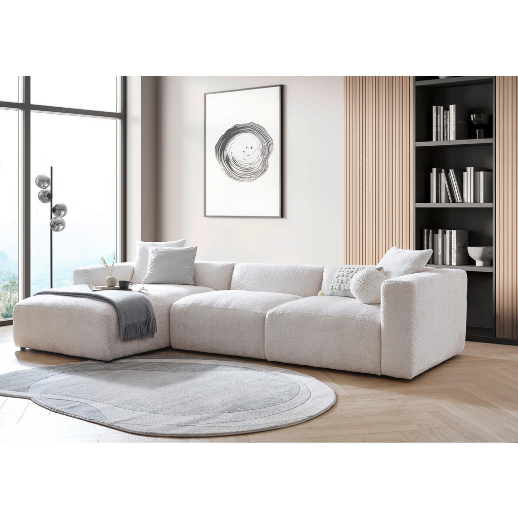 Thumbnail - Carryhome Ecksofa, Creme, Textil, 3-Sitzer, Füllung: Polyester, Ottomane links, L-Form, 323x178 cm, Stoffauswahl, seiten...