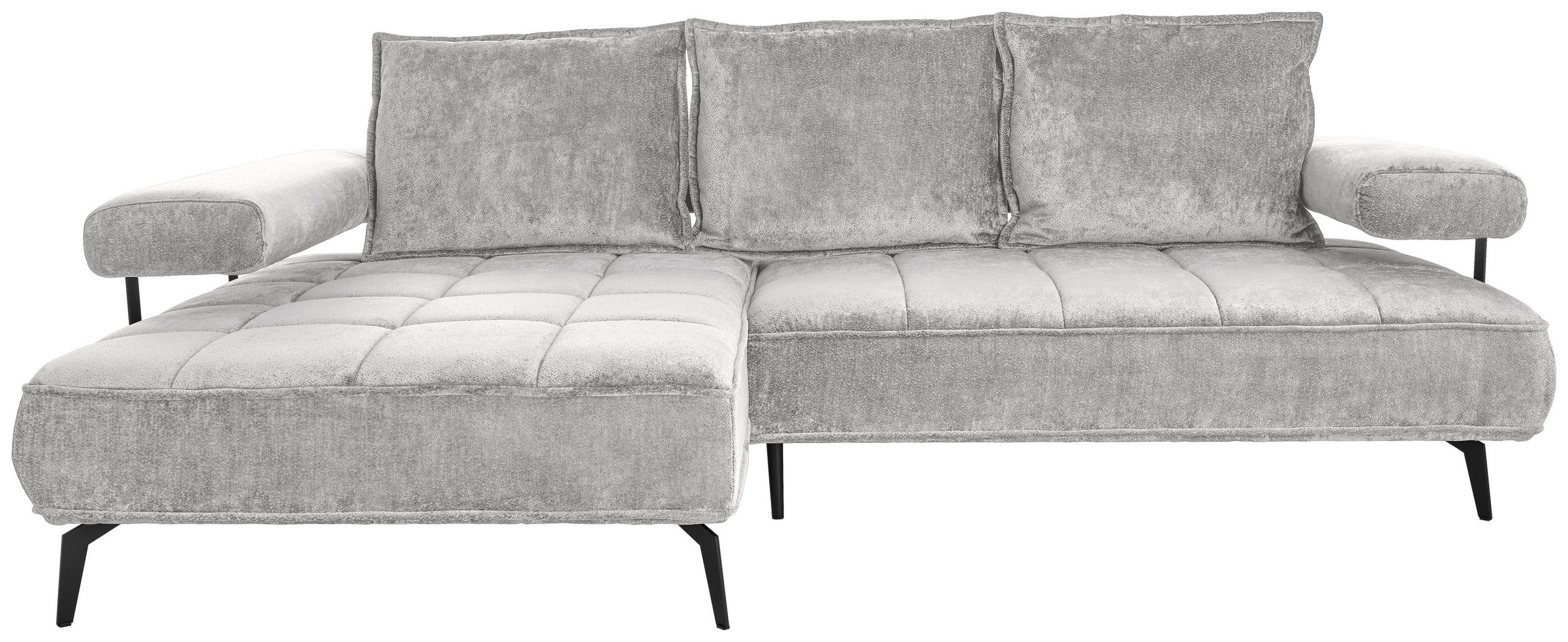 ECKSOFA Grau Webstoff  - Schwarz/Grau, Design, Textil/Metall (180/266cm) - Welnova