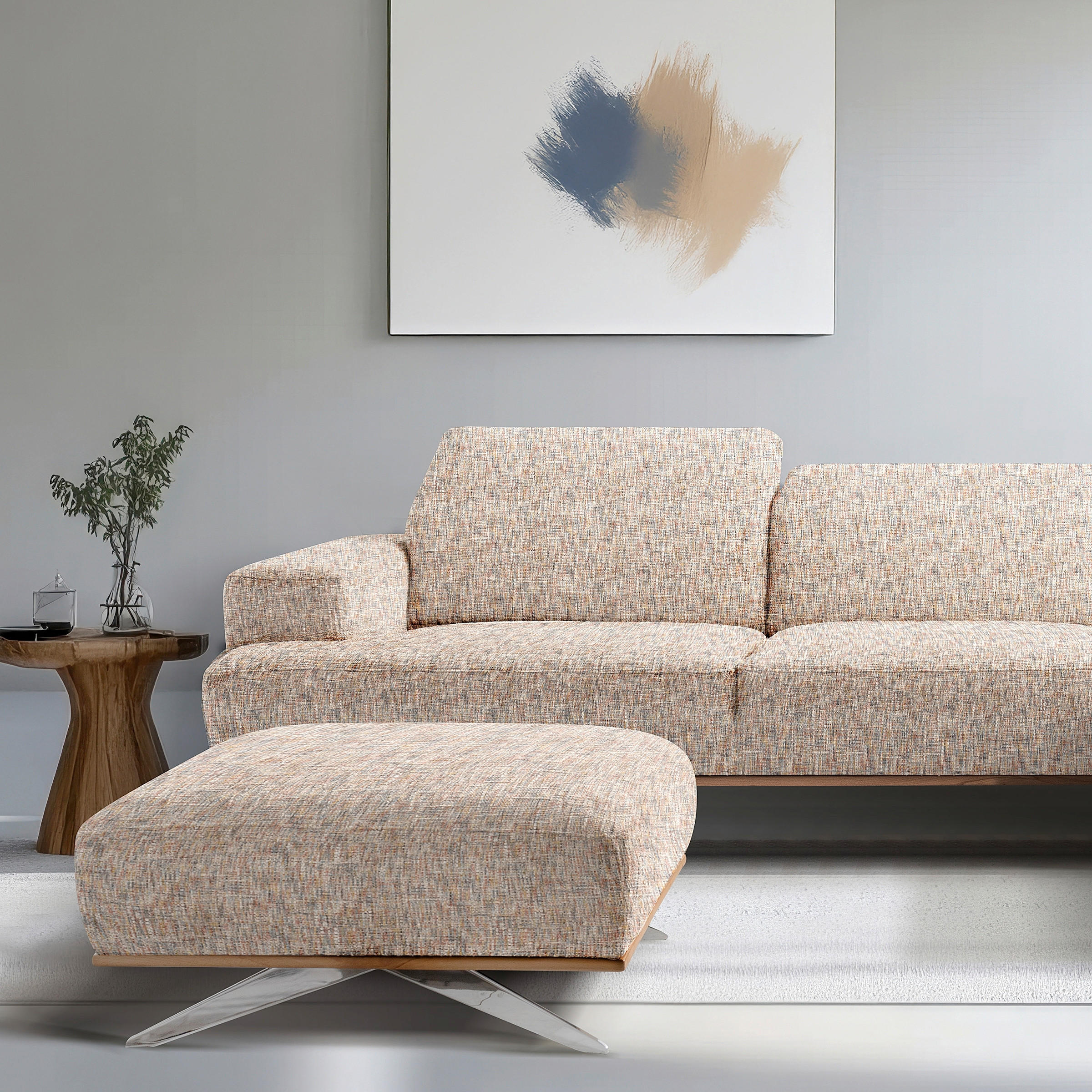 HOCKER in Textil Blau, Gelb, Rot, Weiß  - Chromfarben/Blau, Design, Holz/Textil (95/46/80cm) - Livetastic