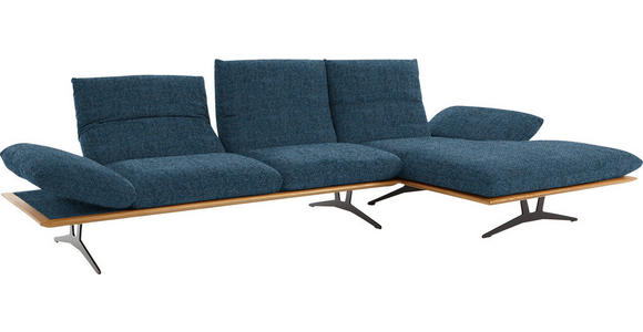 ECKSOFA in Flachgewebe Blau 314/159 cm - Blau/Schwarz, Design, Holz/Textil (314/159cm) - Dieter Knoll