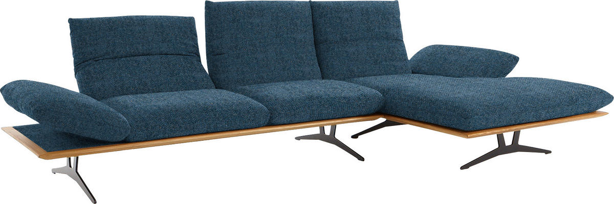 ECKSOFA Formia in Flachgewebe Blau  314/159 cm  - Blau/Schwarz, Design, Holz/Textil (314/159cm) - Dieter Knoll