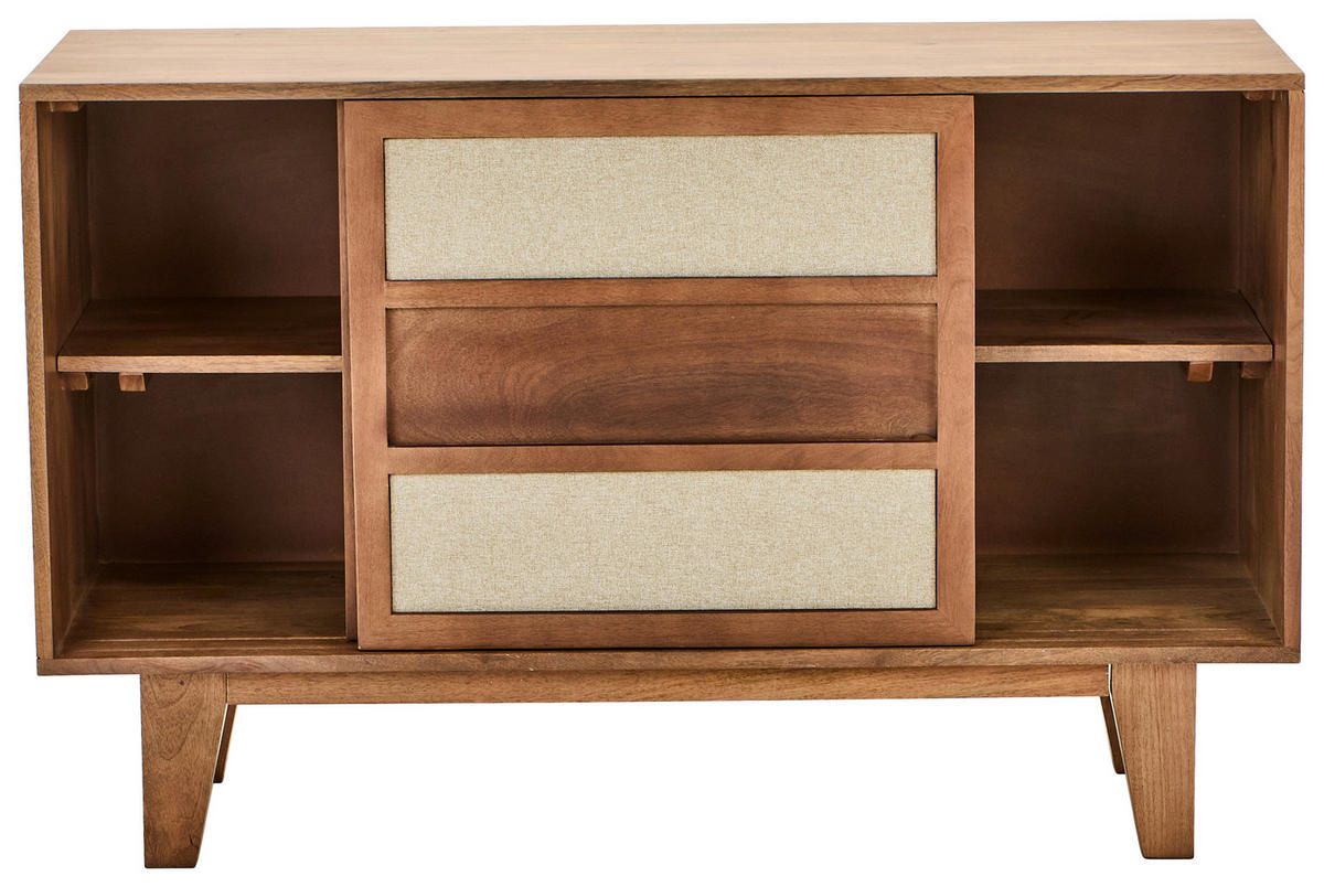 KOMMODE  in 120/45/76 cm  - Hellgrau/Naturfarben, Design, Holz/Textil (120/45/76cm) - Livetastic