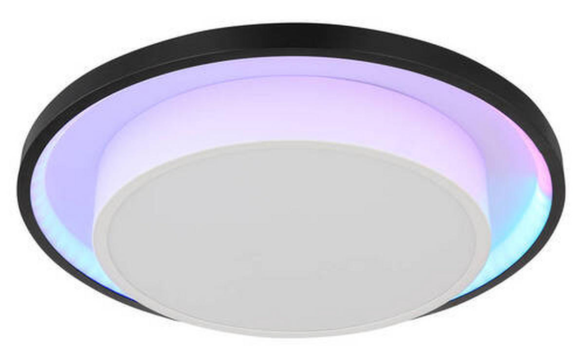 LED-DECKENLEUCHTE 39,5/5 cm   - Opal/Schwarz, Design, Kunststoff/Metall (39,5/5cm) - Globo
