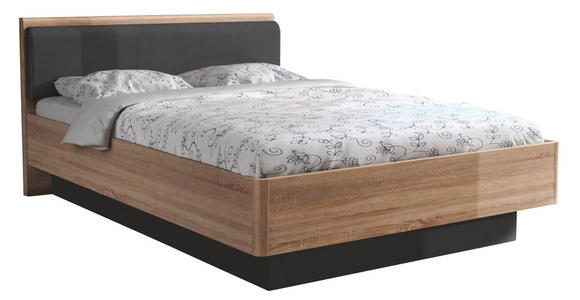 BETT 140/200 cm in Grau, Sonoma Eiche - Grau/Sonoma Eiche, Design, Holzwerkstoff/Textil (140/200cm) - Carryhome