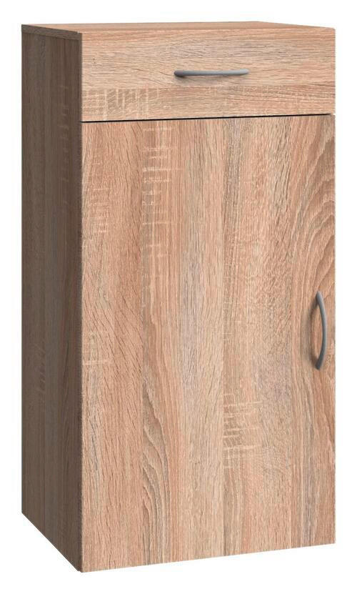 BYRÅ 50/98/40 cm  - aluminiumfärg/ekfärgad, Basics, trämaterial/plast (50/98/40cm) - Xora