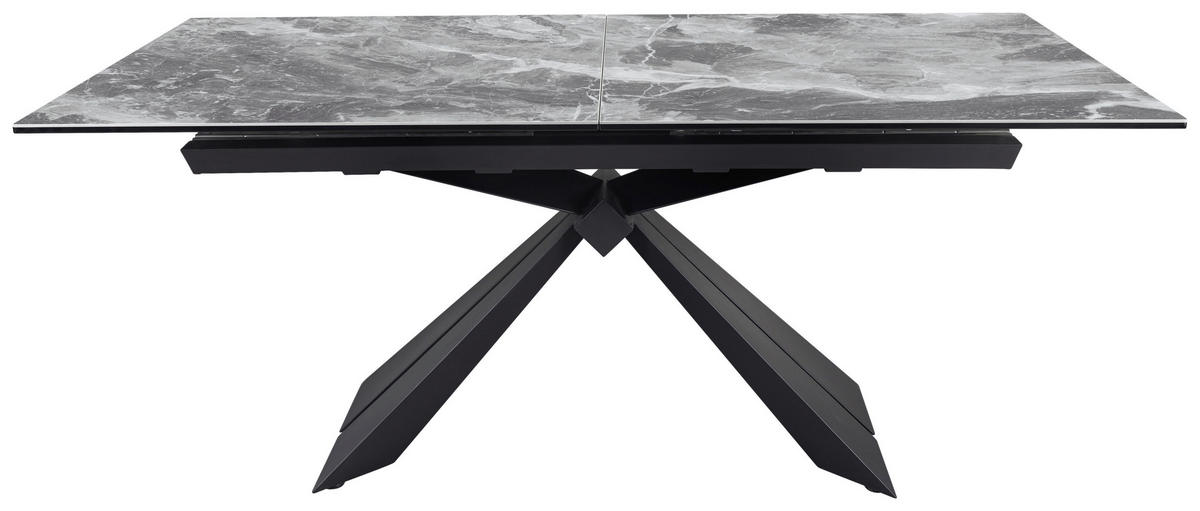 ESSTISCH in Metall, Glas, Keramik 180-230/76/95 cm  - Schwarz/Grau, Design, Glas/Keramik (180-230/76/95cm) - Novel