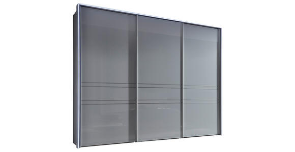 SCHWEBETÜRENSCHRANK  in Hellgrau  - Chromfarben/Hellgrau, Design, Glas/Holzwerkstoff (298/240/68cm) - Moderano