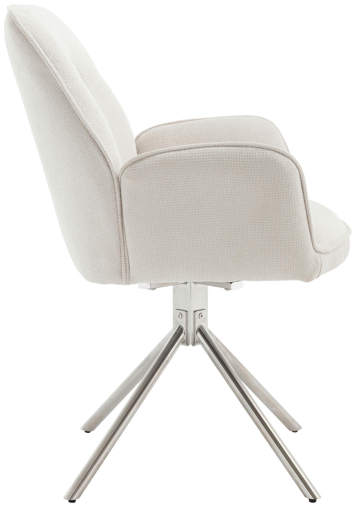 ARMLEHNSTUHL  Sitzfläche 180° drehbar, automatische Rückholfunktion Chenille  - Edelstahlfarben/Creme, MODERN, Textil/Metall (60/89/64cm) - Livetastic