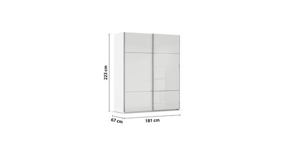 SCHWEBETÜRENSCHRANK in Weiß - Chromfarben/Weiß, KONVENTIONELL, Glas/Holzwerkstoff (181/223/67cm) - Novel