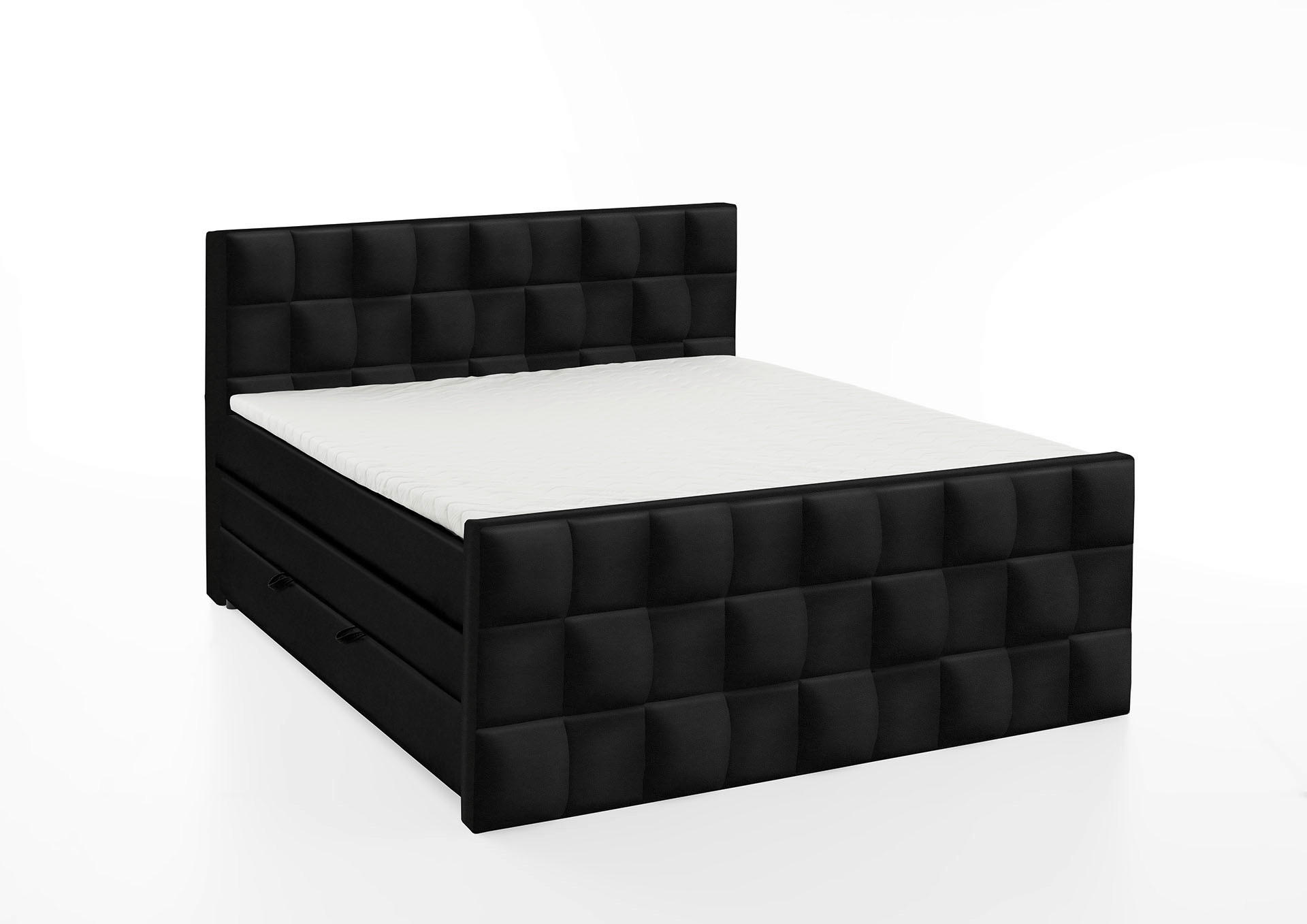 BOXSPRING KREVET     - crna, Moderno, tekstil/plastika (185/230cm)