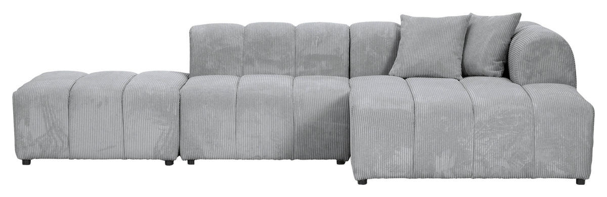 ECKSOFA Hellgrau Cord Zierkissen, Rücken echt  - Hellgrau/Schwarz, KONVENTIONELL, Kunststoff/Textil (313/162cm) - Carryhome