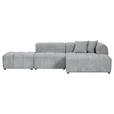ECKSOFA Hellgrau Cord Zierkissen, Rücken echt  - Hellgrau/Schwarz, KONVENTIONELL, Kunststoff/Textil (313/162cm) - Carryhome