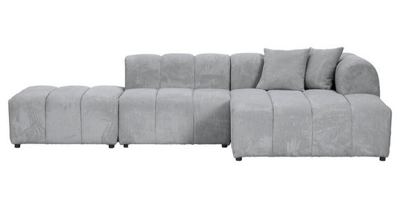 ECKSOFA Hellgrau Cord Zierkissen, Rücken echt  - Hellgrau/Schwarz, KONVENTIONELL, Kunststoff/Textil (313/162cm) - Carryhome