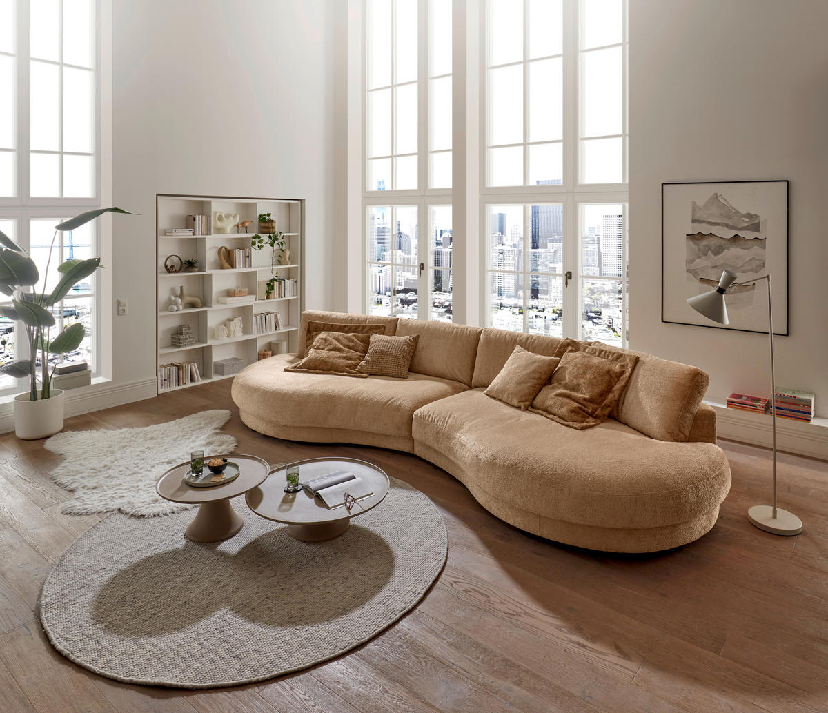 BIGSOFA Feincord Taupe  - Taupe/Schwarz, Design, Kunststoff/Textil (410/86/166cm) - Pure Home Lifestyle
