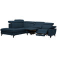 ECKSOFA in Echtleder Dunkelblau  - Schwarz/Dunkelblau, Design, Leder/Metall (239/289cm) - Cantus