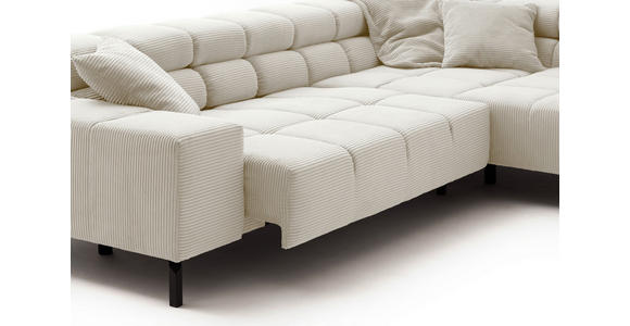 ECKSOFA inkl. Sitzvorzug in Cord Creme  - Creme/Schwarz, Design, Textil/Metall (321/216cm) - Hom`in