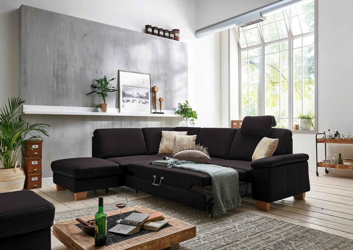 ECKSOFA Echtleder Dunkelbraun  - Eichefarben/Dunkelbraun, Konventionell, Leder/Holzwerkstoff (235/274cm) - Beldomo Premium