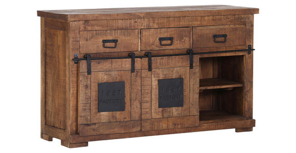 SIDEBOARD  in 145/85/45 cm  - Schwarz/Naturfarben, ROMANTIK / LANDHAUS, Holz/Metall (145/85/45cm) - Landscape