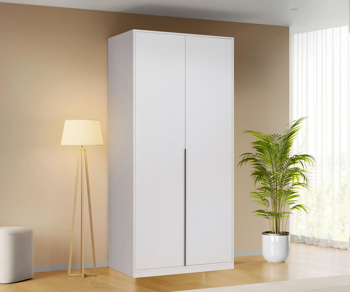 DREHTÜRENSCHRANK  in Weiß  - Schwarz/Weiß, MODERN, Holzwerkstoff/Metall (93/211/53cm) - MID.YOU