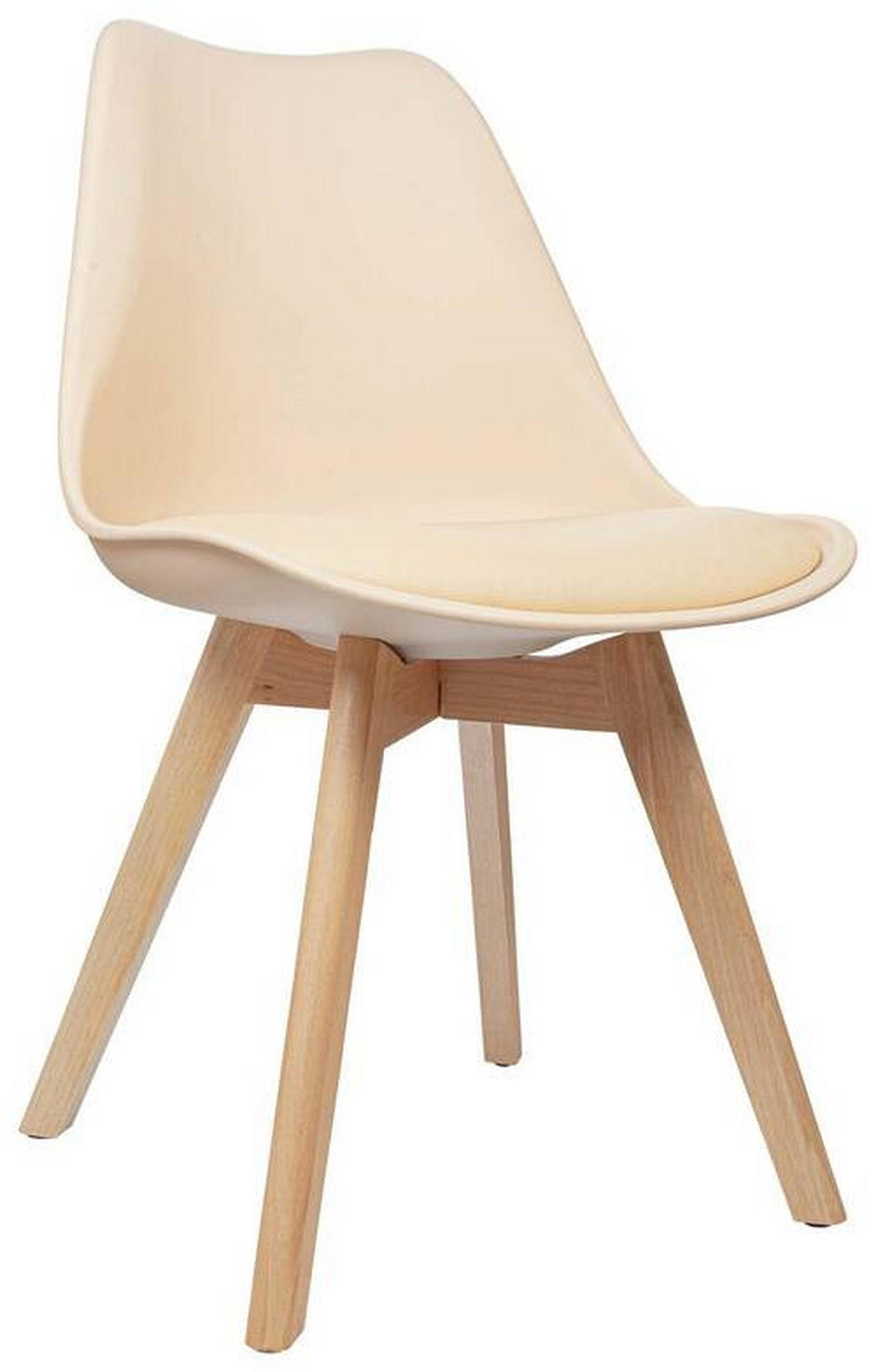 STUHL-SET 4 Stück  in Lederlook  - Beige/Buchefarben, MODERN, Holz/Textil (48/87/56cm) - MID.YOU