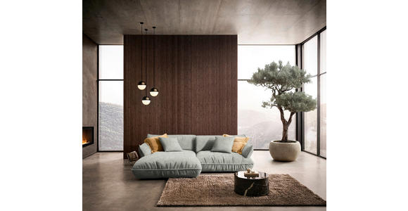 ECKSOFA  in Flachgewebe Silberfarben  185/264 cm  - Silberfarben/Schwarz, Design, Kunststoff/Textil (185/264cm) - Belluti