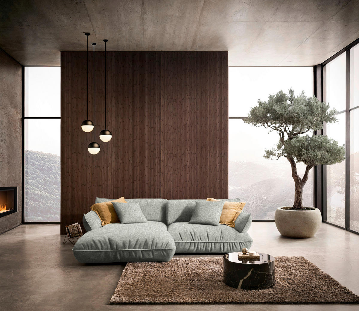 ECKSOFA  in Flachgewebe Silberfarben  185/264 cm  - Silberfarben/Schwarz, Design, Kunststoff/Textil (185/264cm) - Belluti