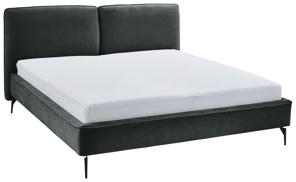 POLSTERBETT 200/200 cm  in Dunkelgrün  - Dunkelgrün/Schwarz, Modern, Textil/Metall (200/200cm) - Livetastic