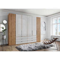 FALTTÜRENSCHRANK 300/216/58 cm 4-türig Weiß, Eiche Bianco  - Schieferfarben/Eiche Bianco, KONVENTIONELL, Glas/Holzwerkstoff (300/216/58cm) - Dieter Knoll