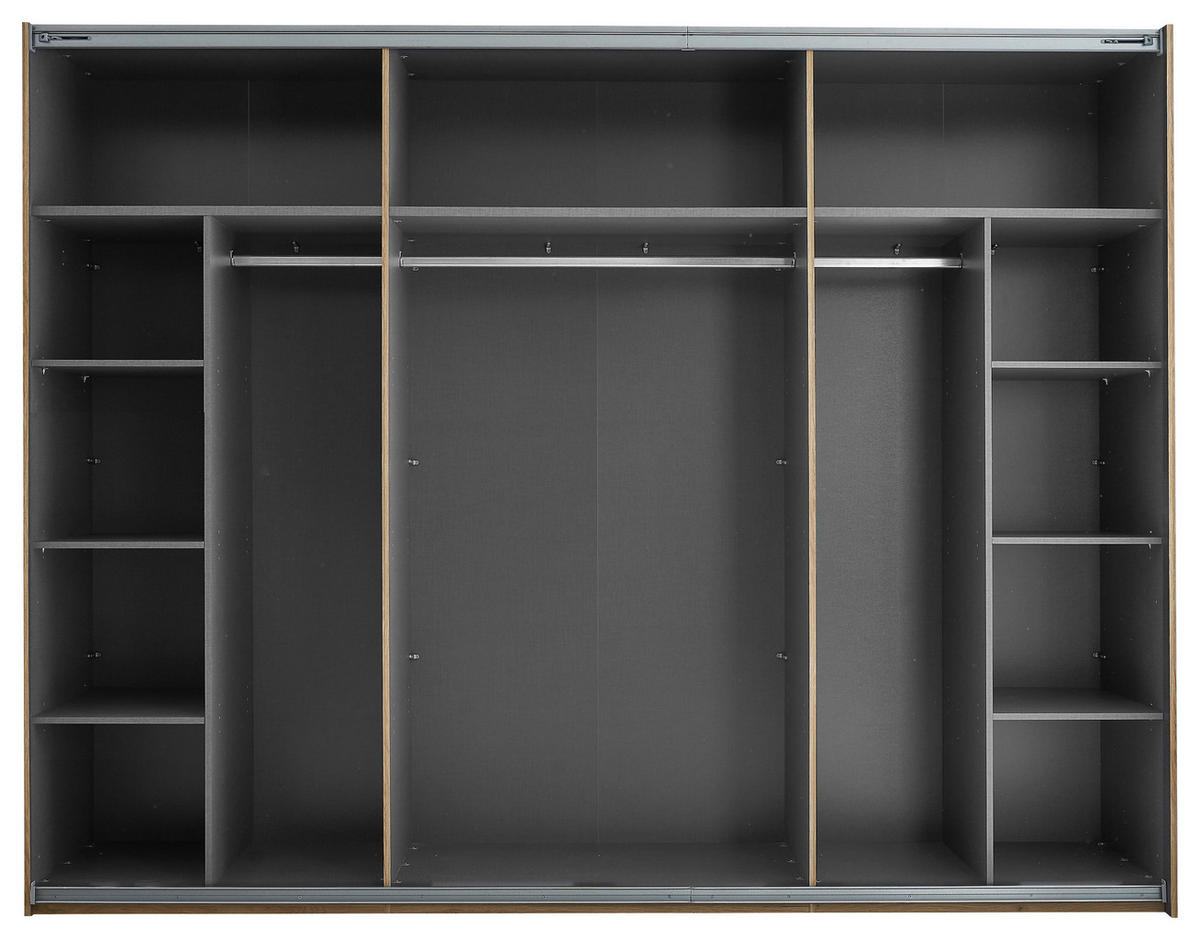 SCHWEBETÜRENSCHRANK in Graphitfarben, Eiche Artisan  - Alufarben/Graphitfarben, Modern, Holzwerkstoff/Metall (270/210/60cm) - Livetastic