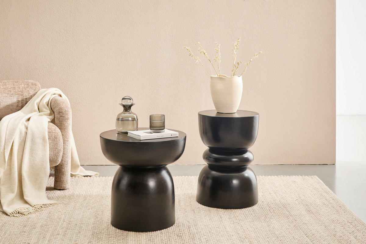 BEISTELLTISCH Mangoholz vollmassiv Schwarz rund  - Schwarz, KONVENTIONELL, Holz (45/45/45cm) - Livetastic