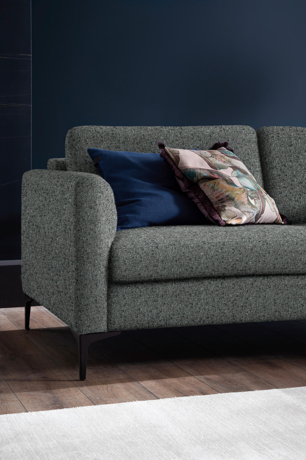 ECKSOFA in Flachgewebe Anthrazit  310/195 cm  - Anthrazit/Schwarz, Design, Textil/Metall (310/195cm) - Schöner Wohnen