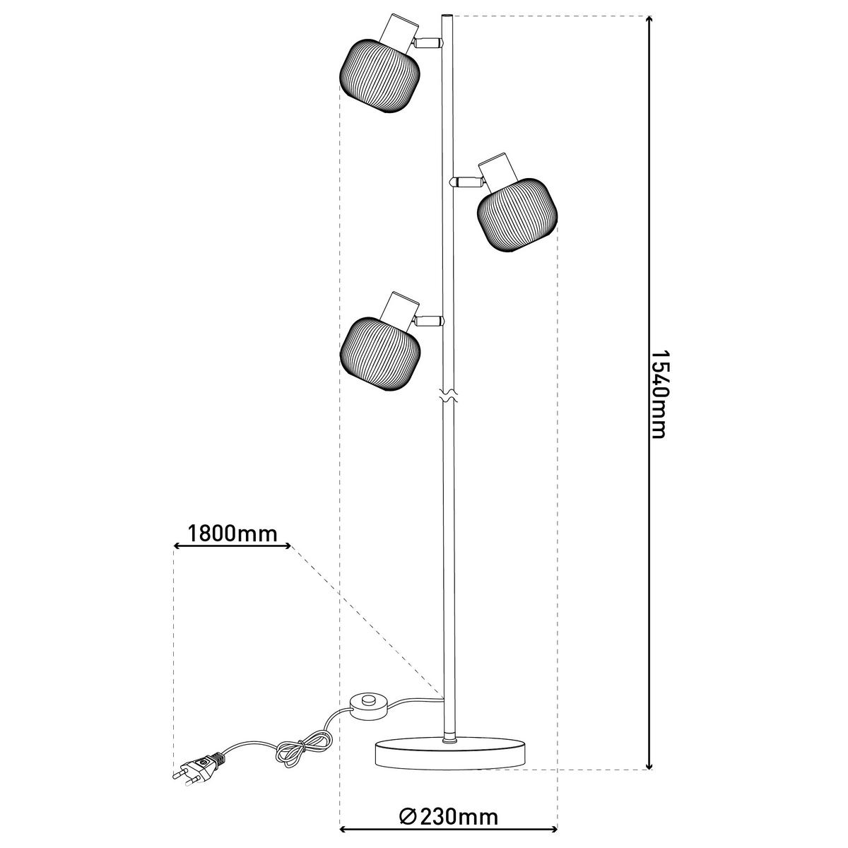 STEHLEUCHTE LEARTA 23/154 cm   - Messingfarben/Weiß, LIFESTYLE, Glas/Metall (23/154cm) - Näve