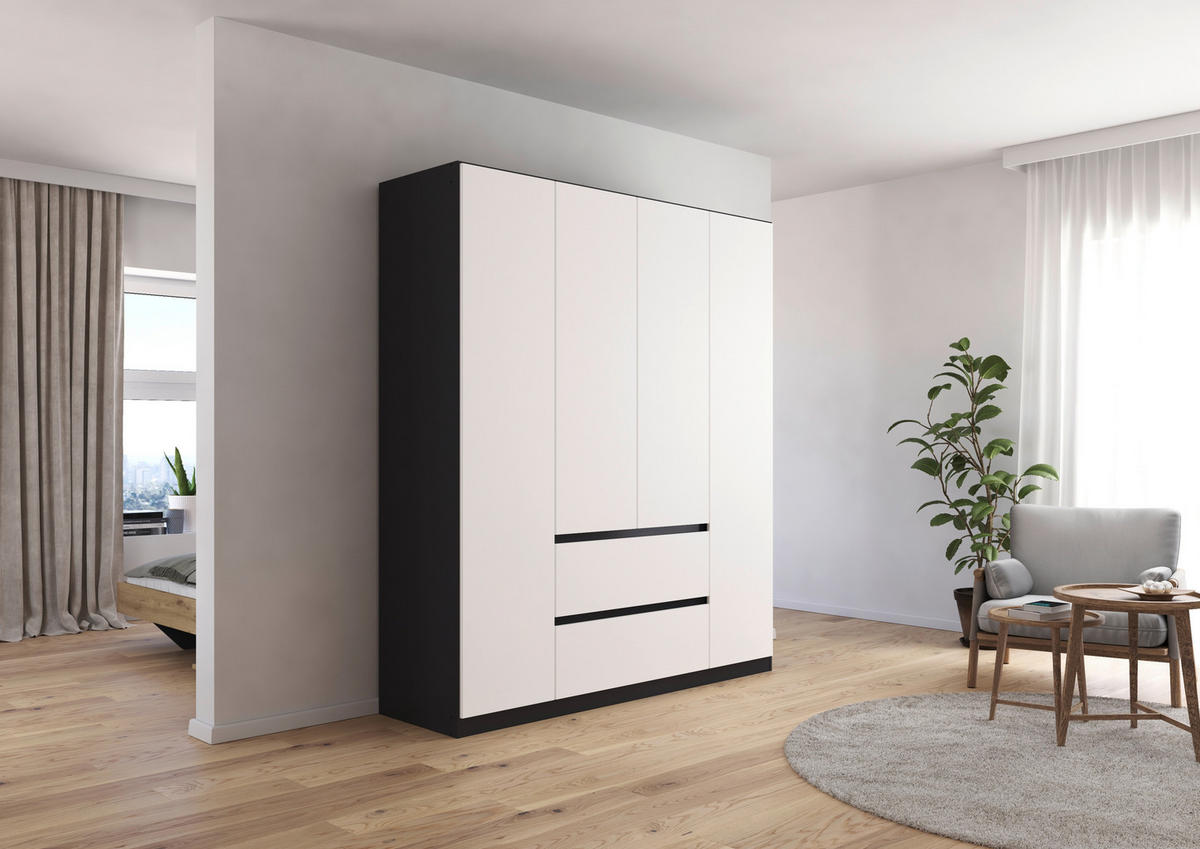 DREHTÜRENSCHRANK in Grau, Weiss  - Weiss/Grau, Basics, Holzwerkstoff (181/210/54cm) - Rauch Möbel