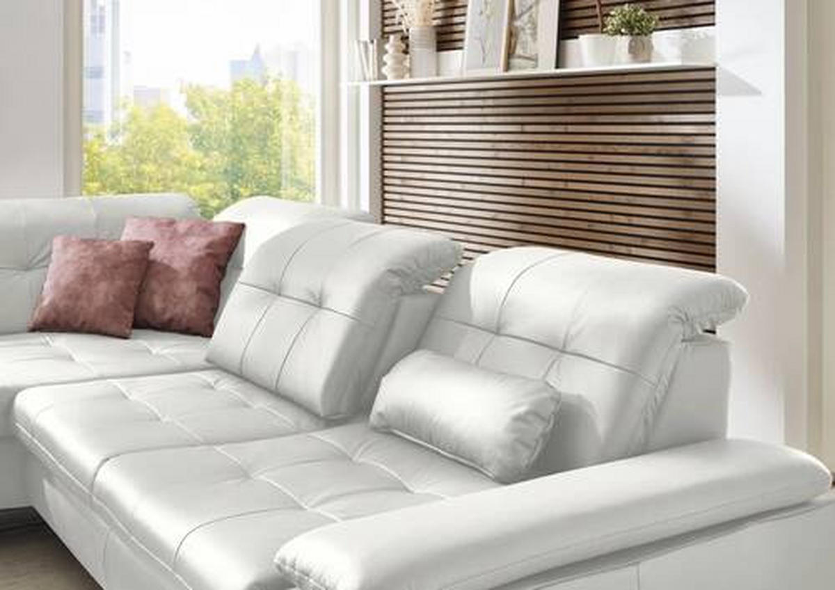 ECKSOFA in Echtleder Weiss  - Weiss, Basics, Leder/Metall (211/309cm) - Beldomo Speed