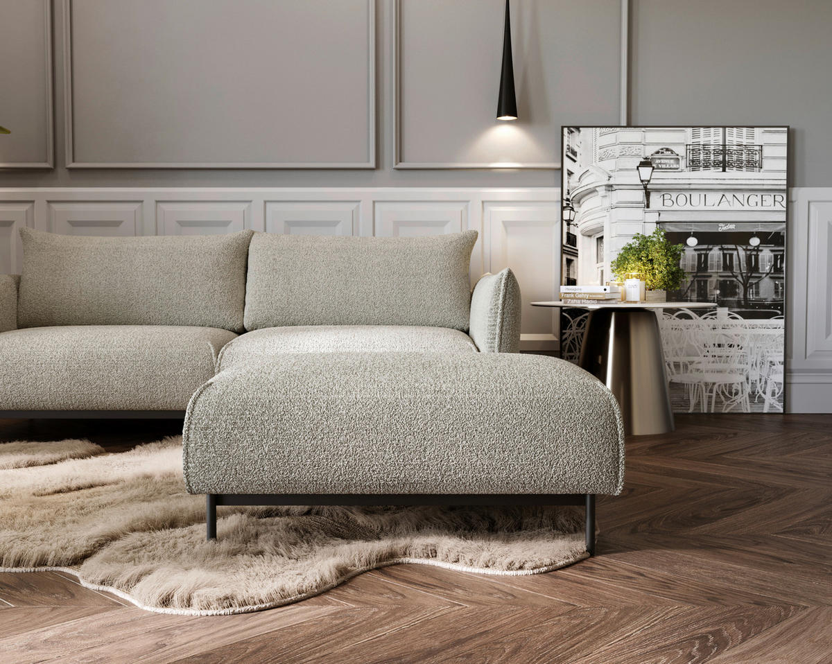 HOCKER in Textil Creme  - Creme/Schwarz, Design, Textil/Metall (100/42/97cm) - Livetastic
