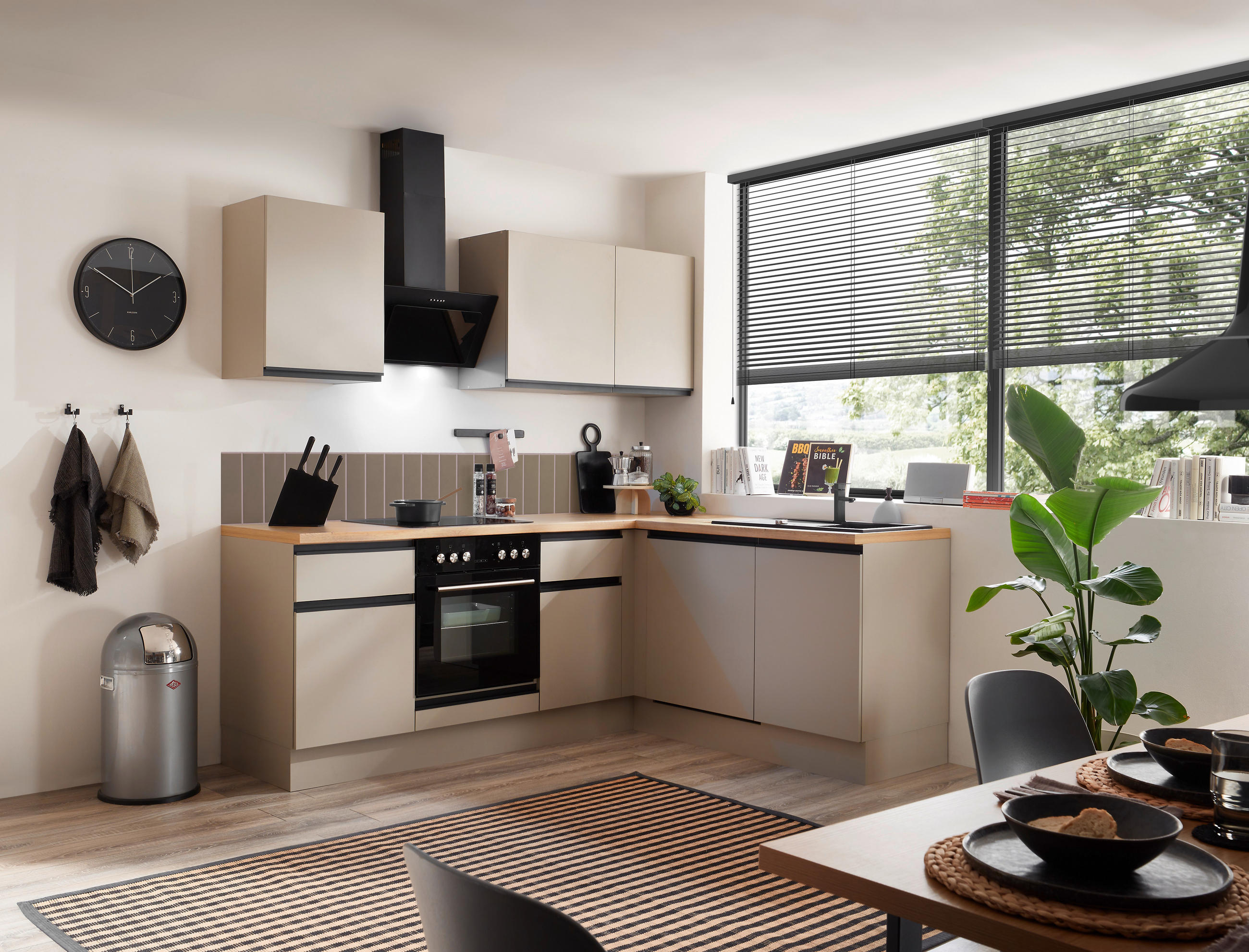 ECKKÜCHE 220/175 cm  in Seidengrau  - Eichefarben/Seidengrau, Trend, Holzwerkstoff/Metall (220/175cm) - P & B