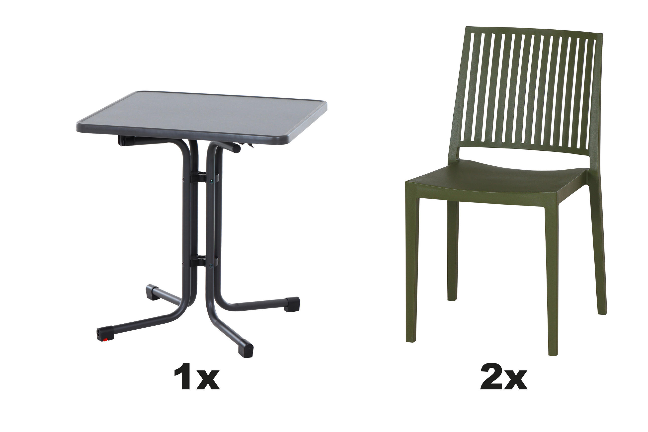 GARTENGARNITUR 3-teilig  - Grün, Basics, Holzwerkstoff/Kunststoff (70/80/70cm) - Siena Garden