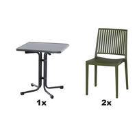 GARTENGARNITUR 3-teilig Stahl  - Grün, Basics, Kunststoff/Metall (70/80/70cm) - Siena Garden