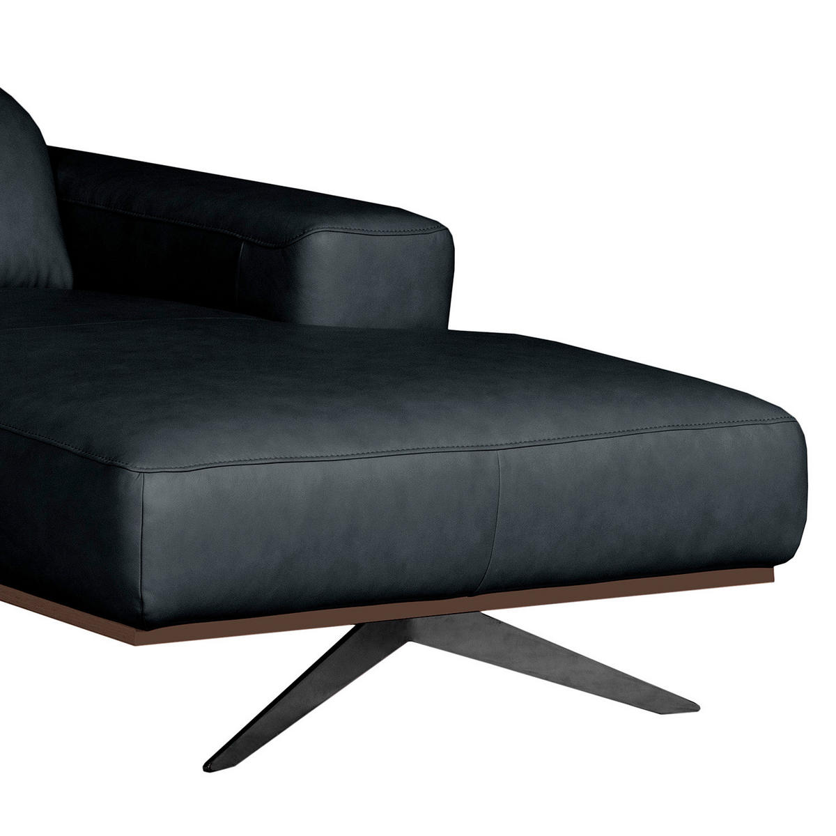 ECKSOFA  in Echtleder Blau  295/187 cm  - Blau/Schwarz, Design, Leder/Metall (295/187cm) - Livetastic