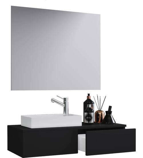 BADEZIMMER 3-teilig  in 85 cm  - Schwarz/Weiß, MODERN, Keramik/Holzwerkstoff (85cm) - MID.YOU