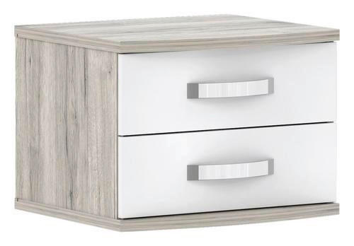 NACHTSCHRANK 50,4/41,4/46 cm  - Eichefarben/Weiß Hochglanz, Basics, Holzwerkstoff/Kunststoff (50,4/41,4/46cm) - Carryhome